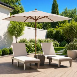 Wooden Pole Garden Parasol 299x240 cm White Shade
