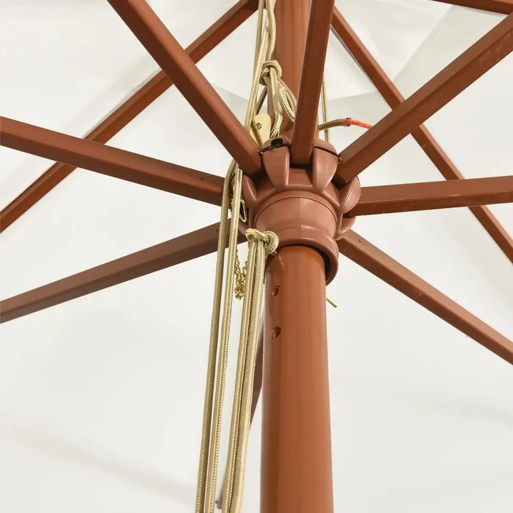 Wooden Pole Garden Parasol with UV-Protection Canopy