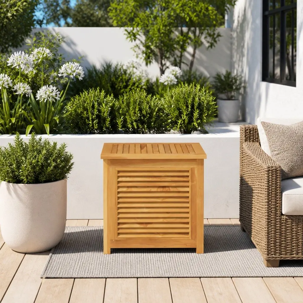 Garden Storage Box Solid Teak Wood 60x50x58cm Brown