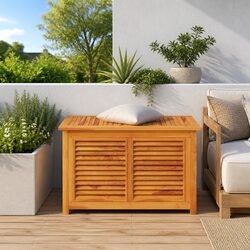 Solid Teak Garden Storage Box with Louvre Design