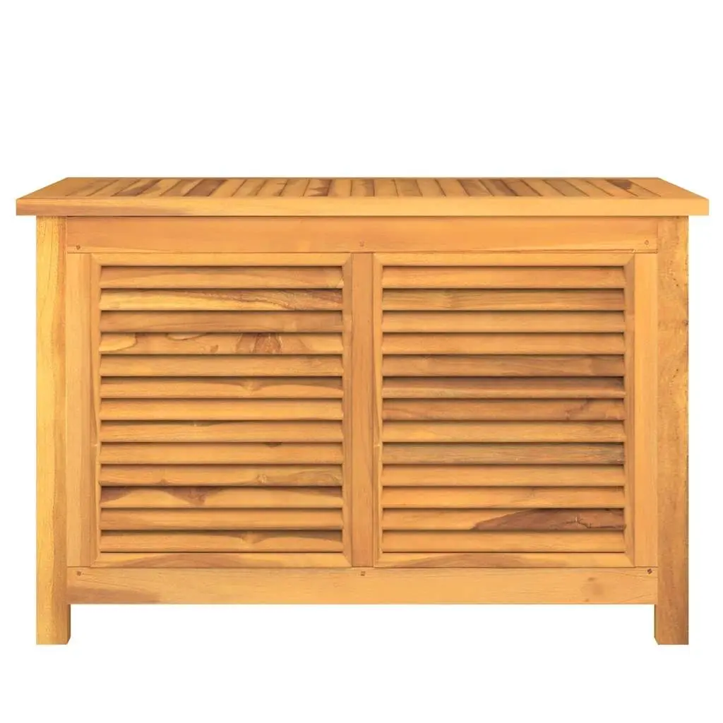 Garden Storage Box Solid Wood Teak 90x50x58 cm Outdoor Deck Bench Chest Louvre