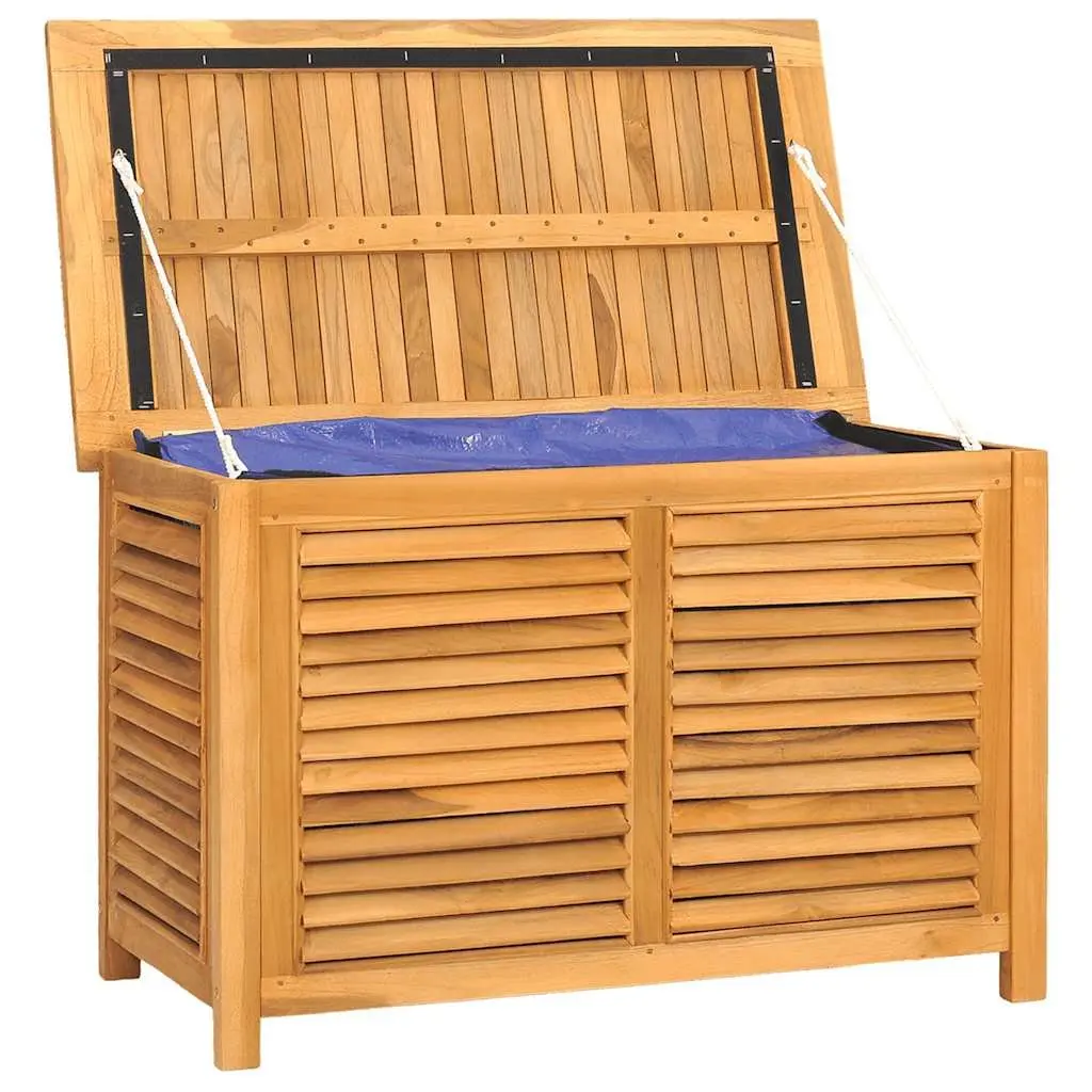 Garden Storage Box Solid Wood Teak 90x50x58 cm Outdoor Deck Bench Chest Louvre