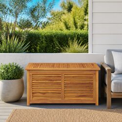 Solid Teak Wood Garden Storage Box with Louvres Design