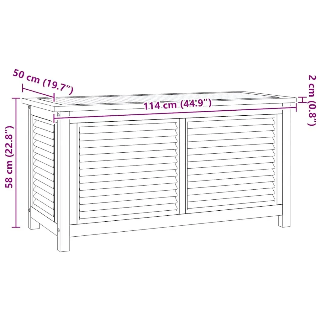 Garden Storage Box Solid Teak Wood Outdoor Bench Chest Louvres Design Brown