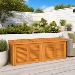 Teak Wood Garden Storage Box 150x50x55cm with Louvres
