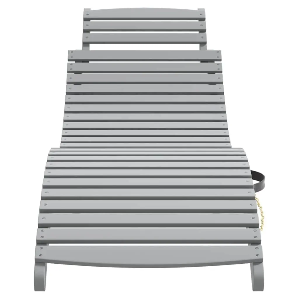 Sun Lounger Solid Acacia Wood Grey Foldable Outdoor Patio Pool Garden