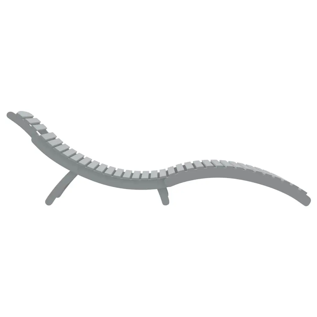 Sun Lounger Solid Acacia Wood Grey Foldable Outdoor Patio Pool Garden