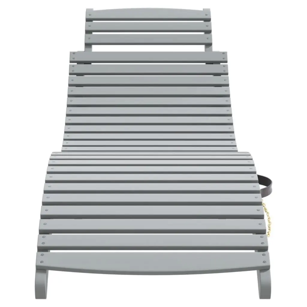 Grey Solid Wood Sun Lounger with Integrated Table