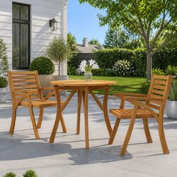 Round Solid Wood Garden Table 85 cm for Outdoor Dining