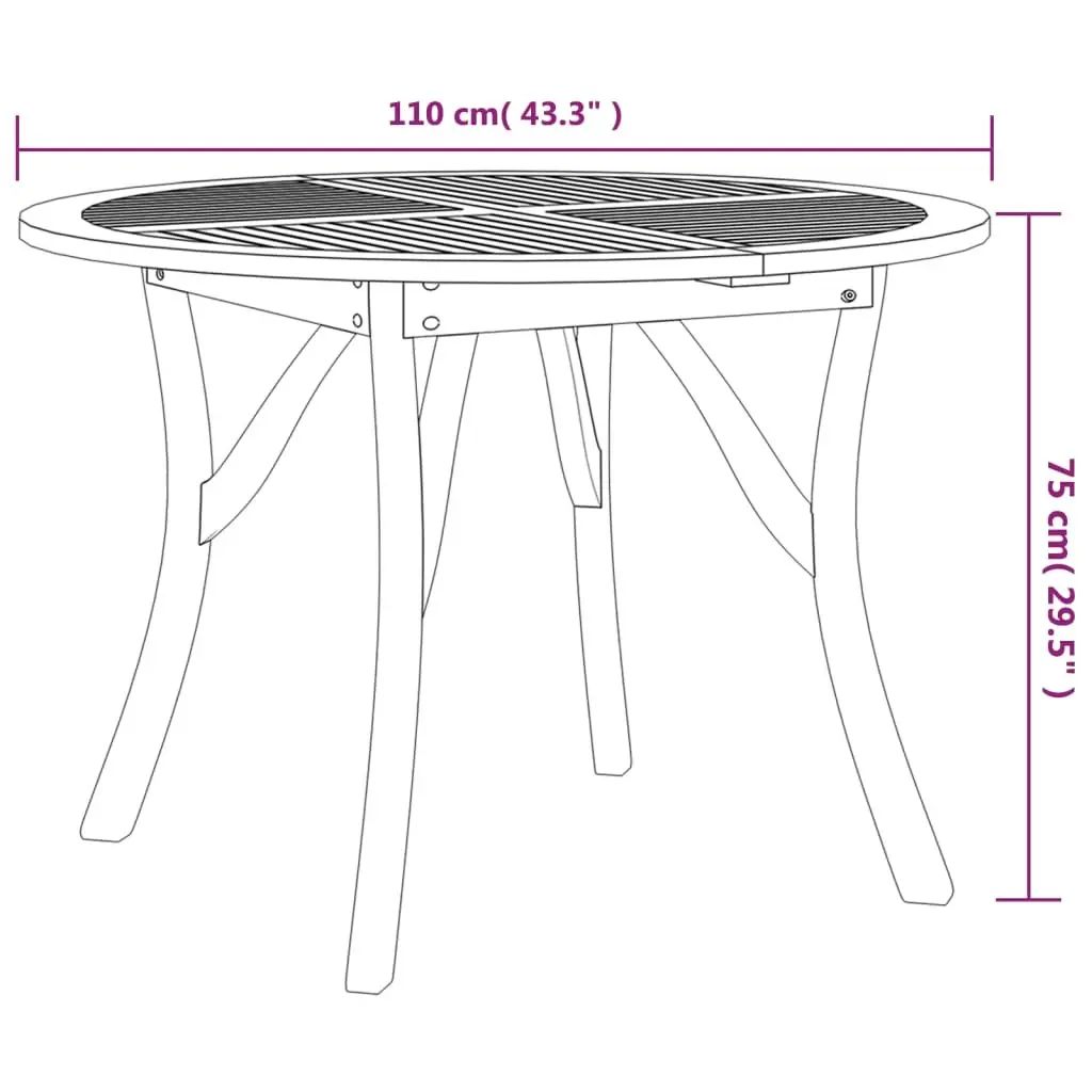 Solid Acacia Wood Round Garden Table Ø 110 cm