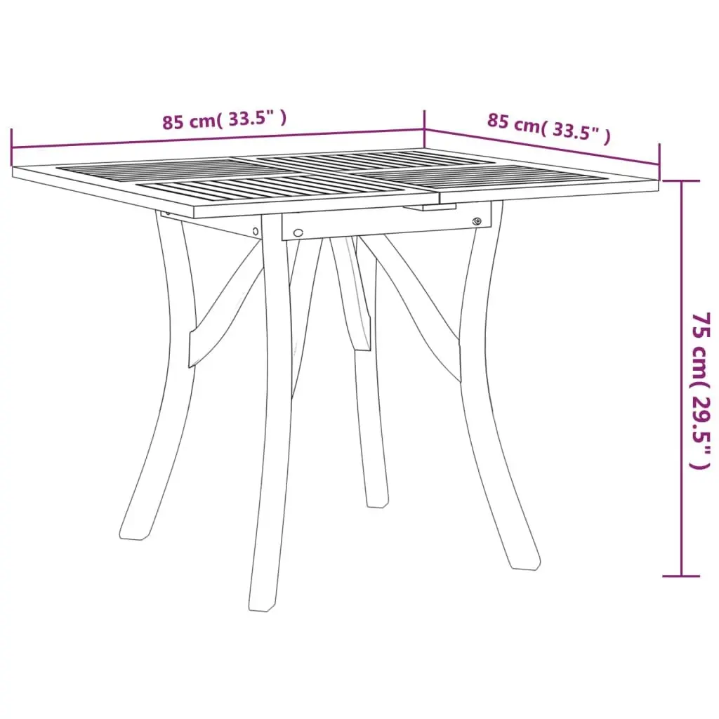 Solid Acacia Wood Garden Table 85x85x75 cm Brown