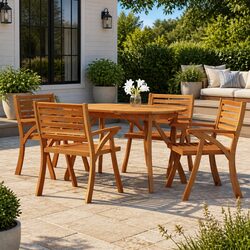 Sturdy Acacia Wood Garden Dining Table 150x90x75cm