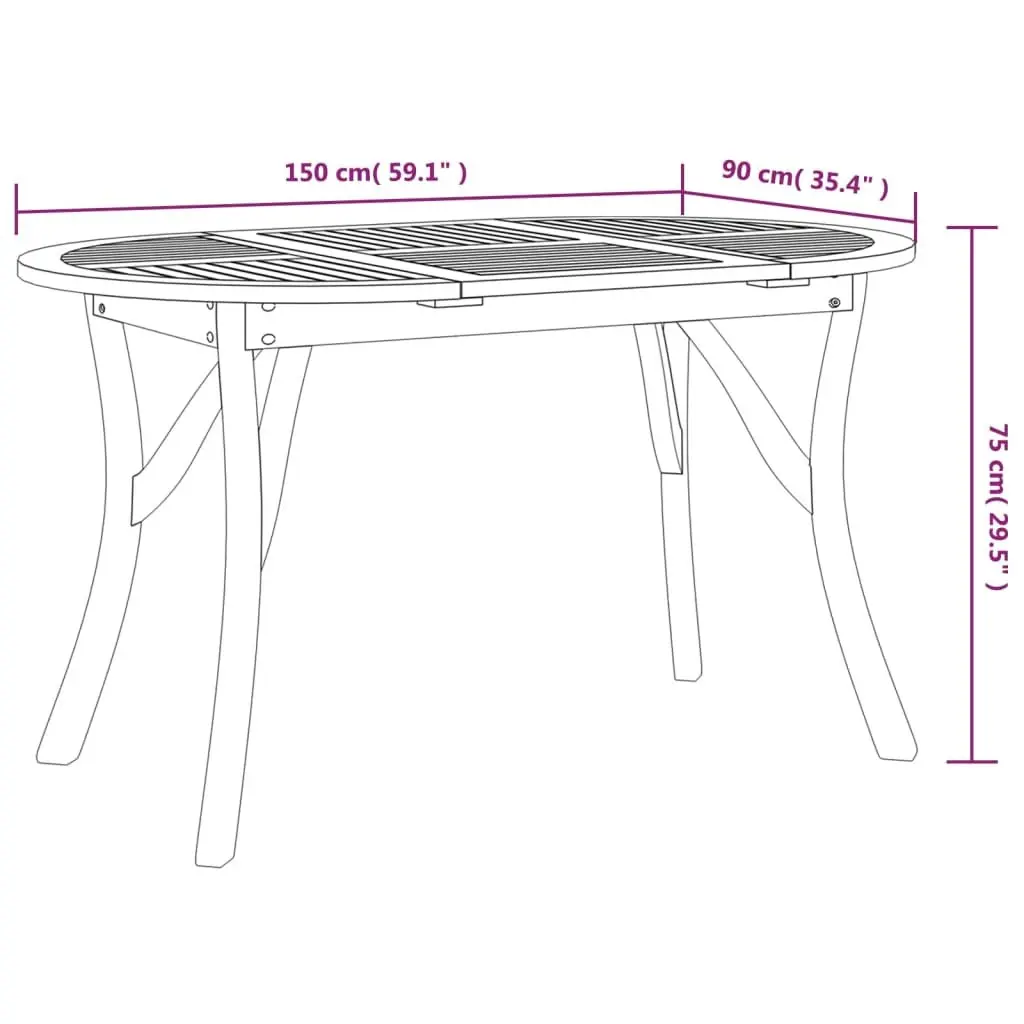 Garden Dining Table Solid Acacia Wood 150x90x75cm Brown