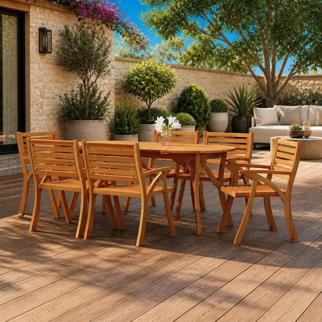Garden Dining Table 200x90x75cm Solid Wood Brown