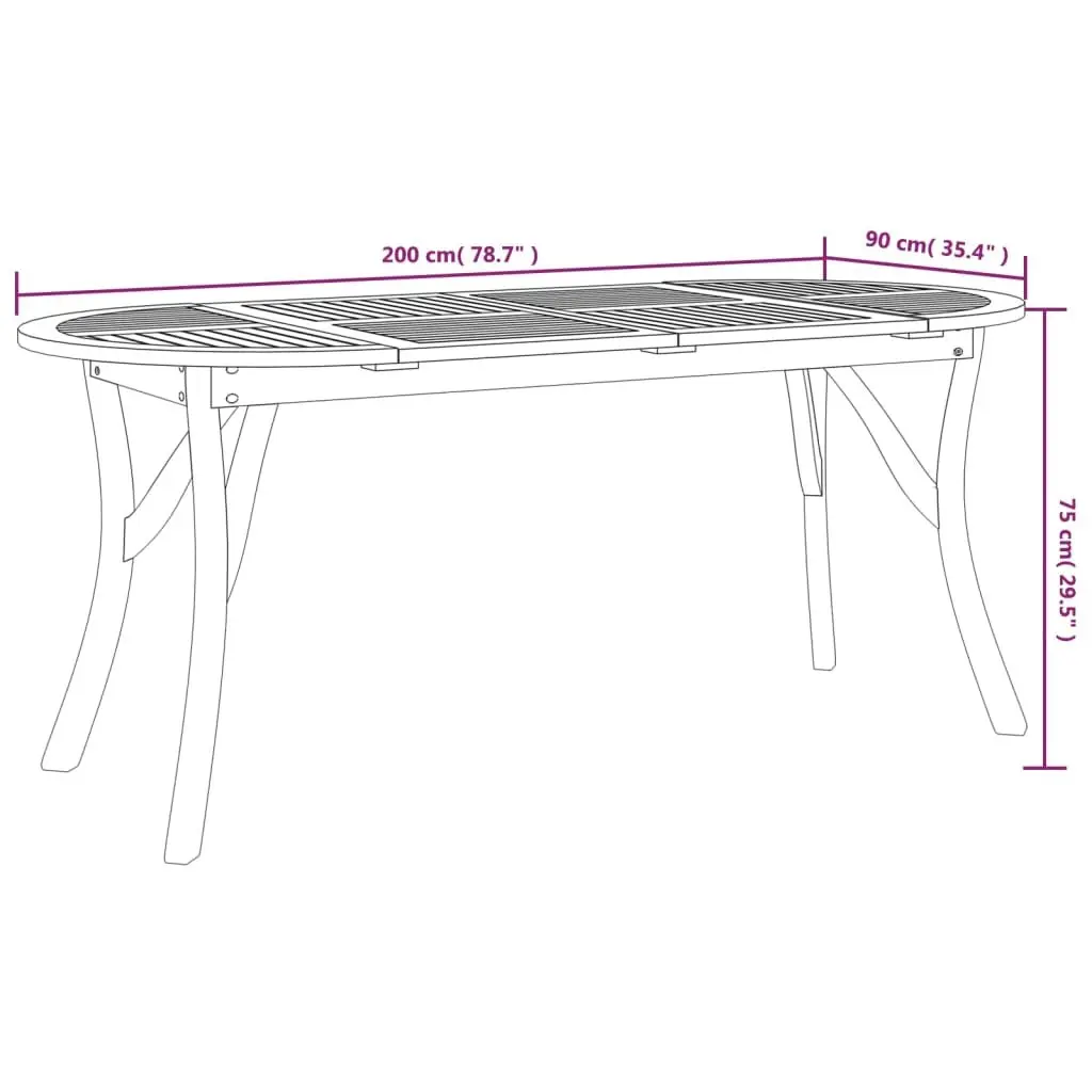 Garden Dining Table 200x90x75cm Solid Wood Brown