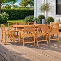 Acacia Wood Garden Dining Table 200x90x75cm Outdoor