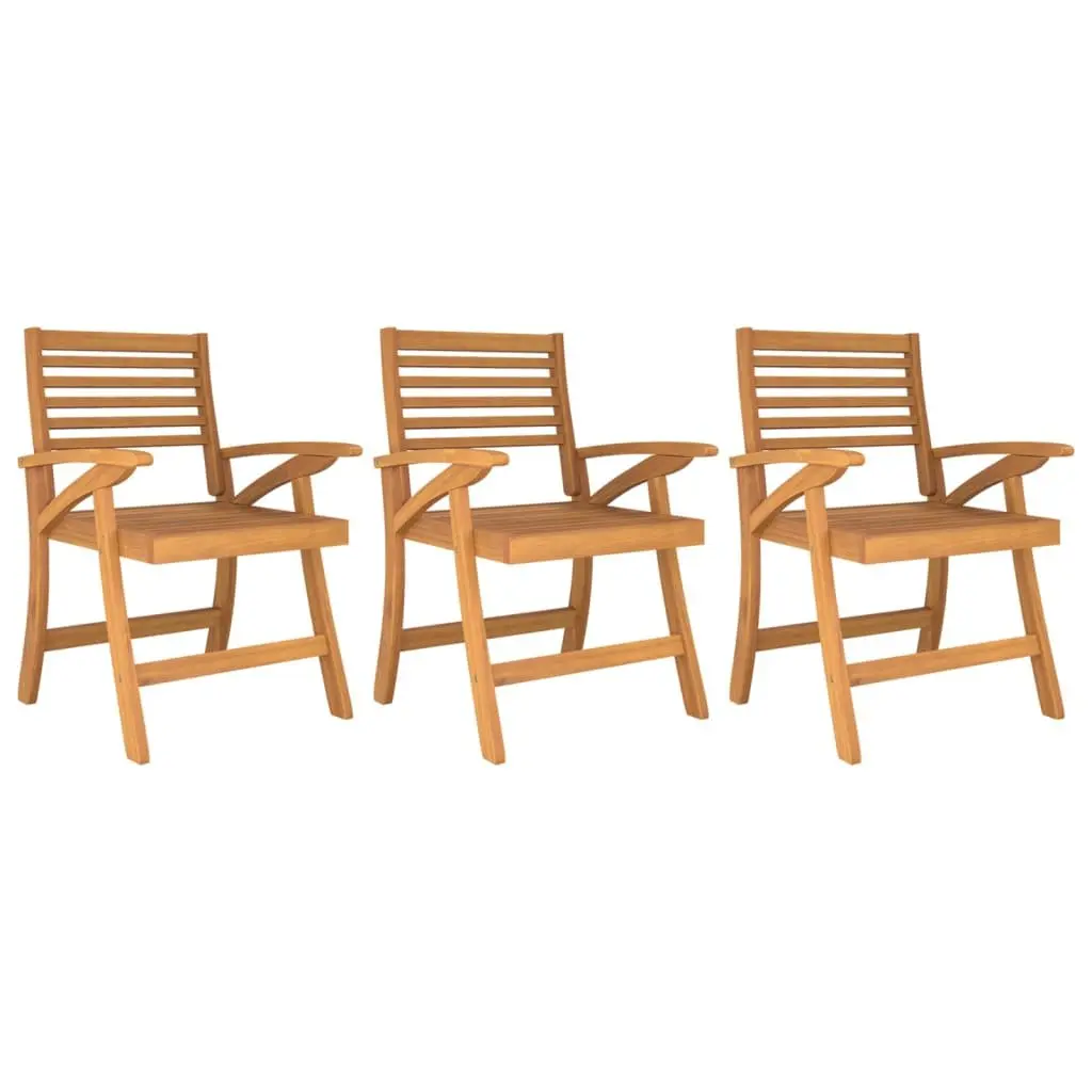 Outdoor Chairs Solid Acacia Wood Brown Set of 3