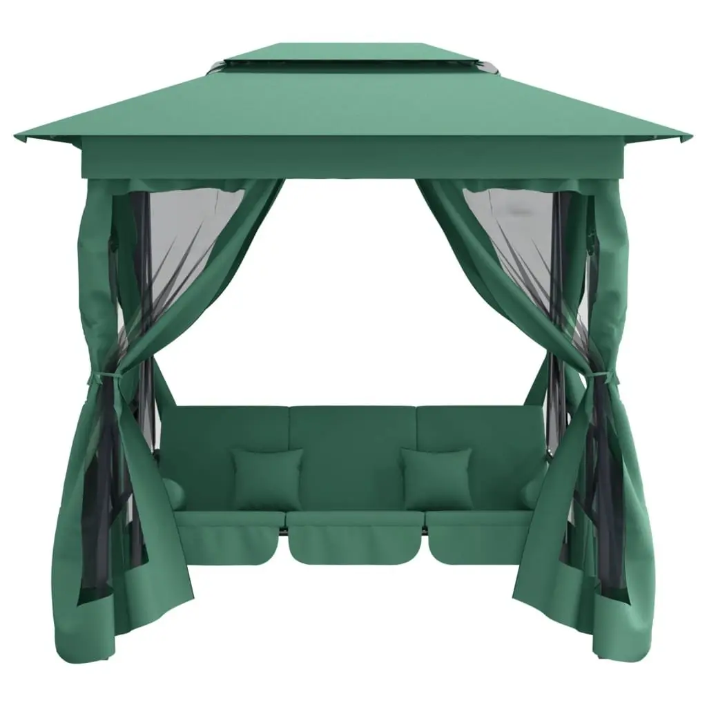 Garden Gazebo Oxford Fabric Convertible Swing Bench Canopy Outdoor Patio Seat Green