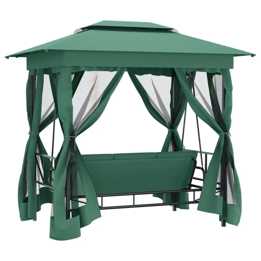 Garden Gazebo Oxford Fabric Convertible Swing Bench Canopy Outdoor Patio Seat Green
