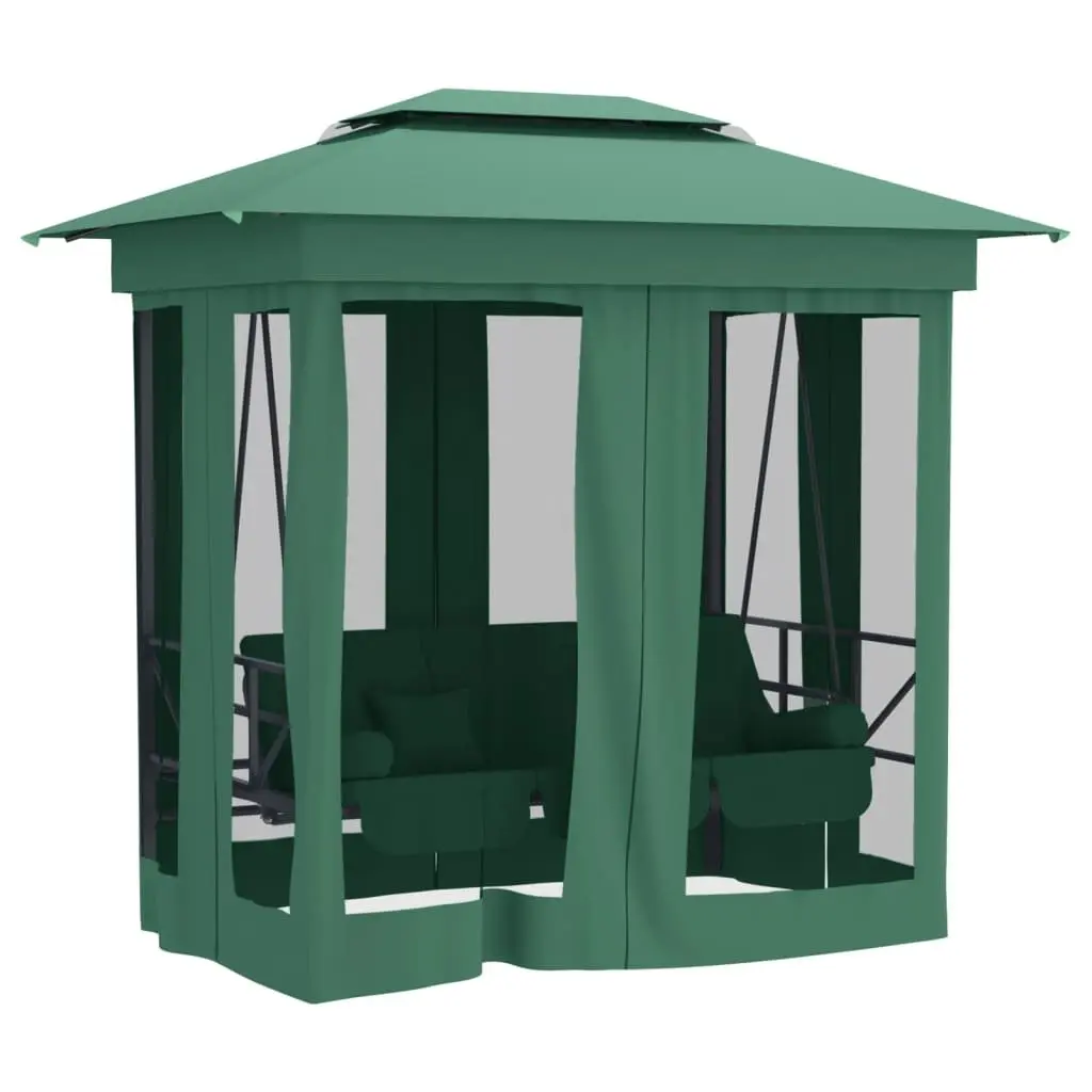 Garden Gazebo Oxford Fabric Convertible Swing Bench Canopy Outdoor Patio Seat Green