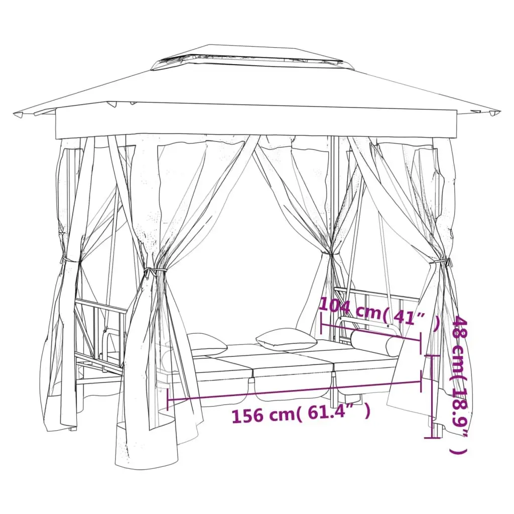 Garden Gazebo Oxford Fabric Convertible Swing Bench Canopy Outdoor Patio Seat Green