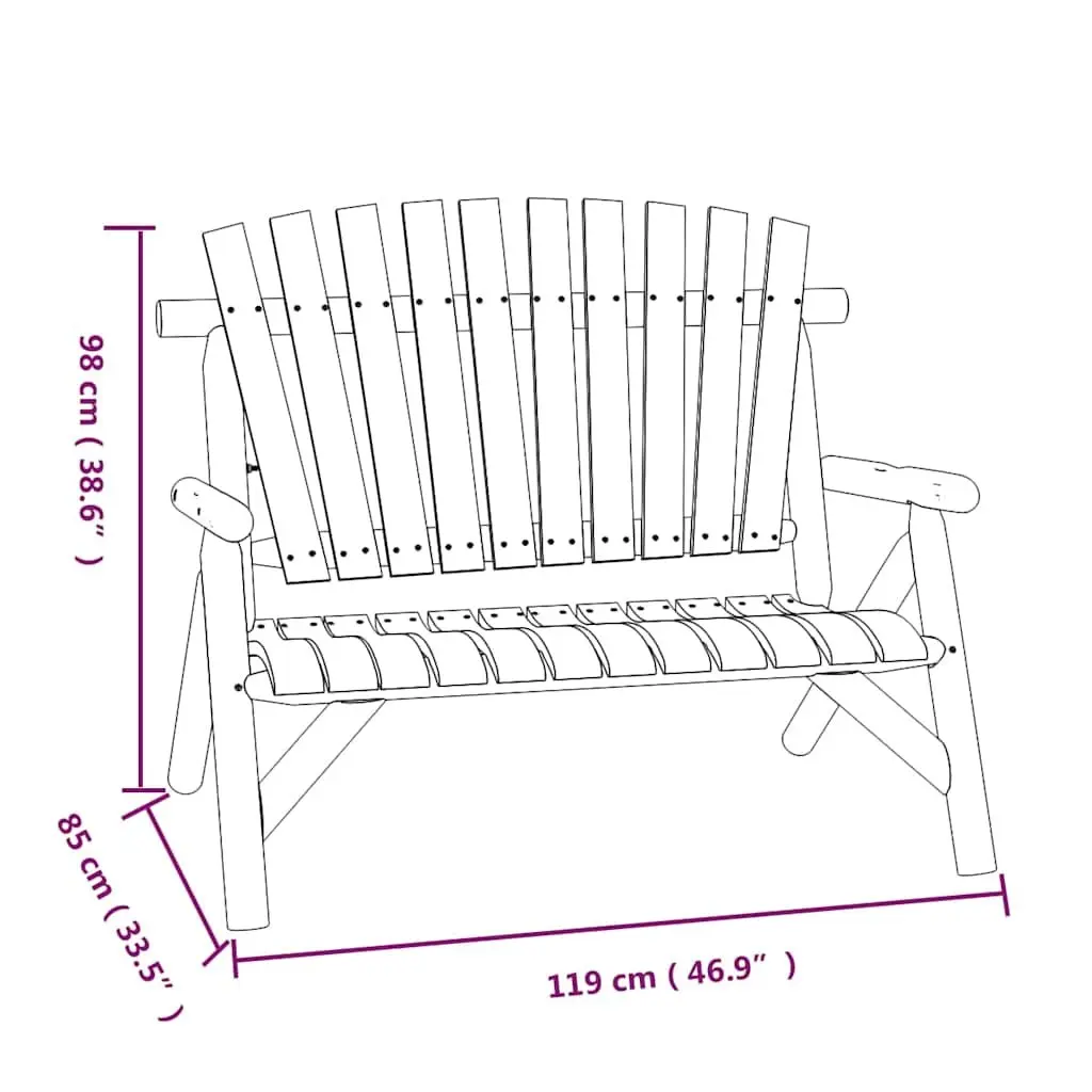 Garden Bench Wooden 2-Seater Brown Outdoor Furniture Patio Backyard