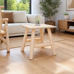 Durable Brown Solid Wood Spruce Side Table for Outdoors