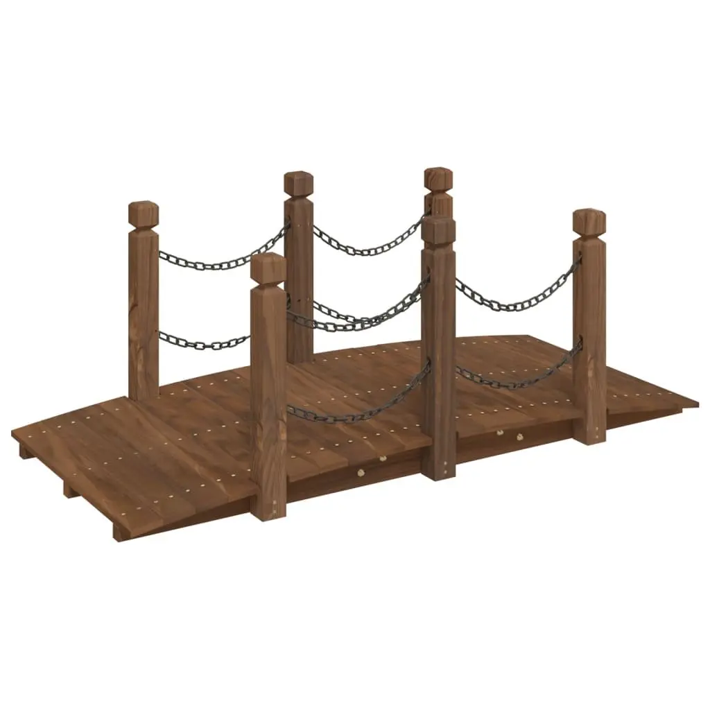 Solid Wood Spruce Garden Bridge with Chain Railings