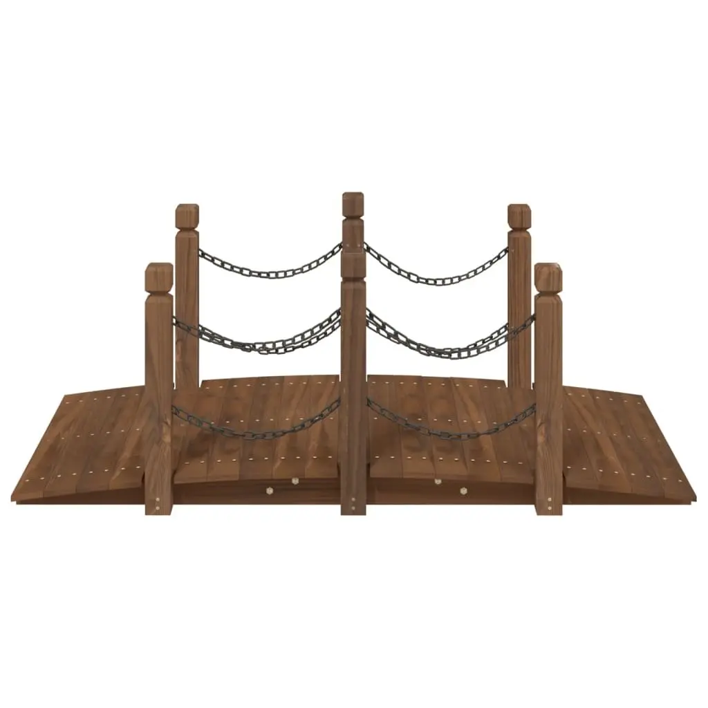 Solid Wood Spruce Garden Bridge with Chain Railings