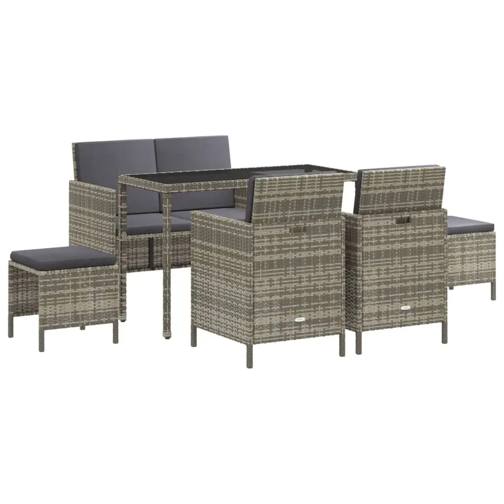 6-Piece Grey Poly Rattan Garden Dining Set