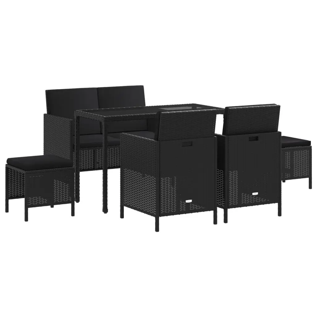 6-Piece Black Rattan Outdoor Dining Set
