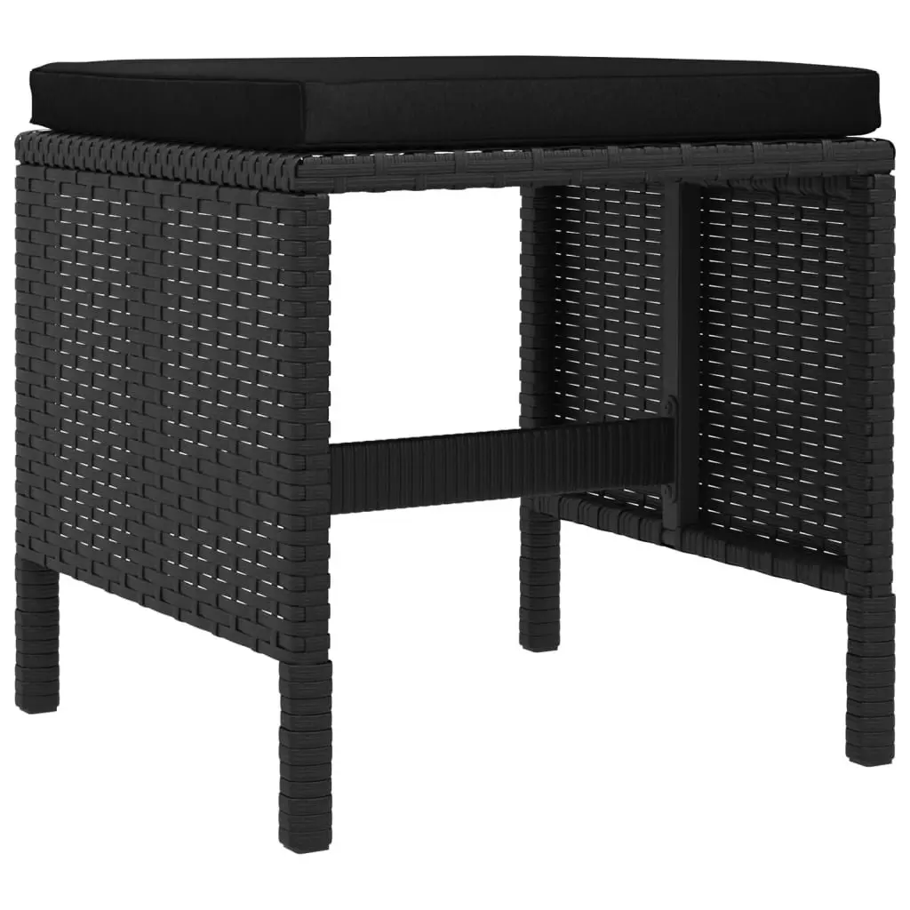 6-Piece Black Rattan Outdoor Dining Set