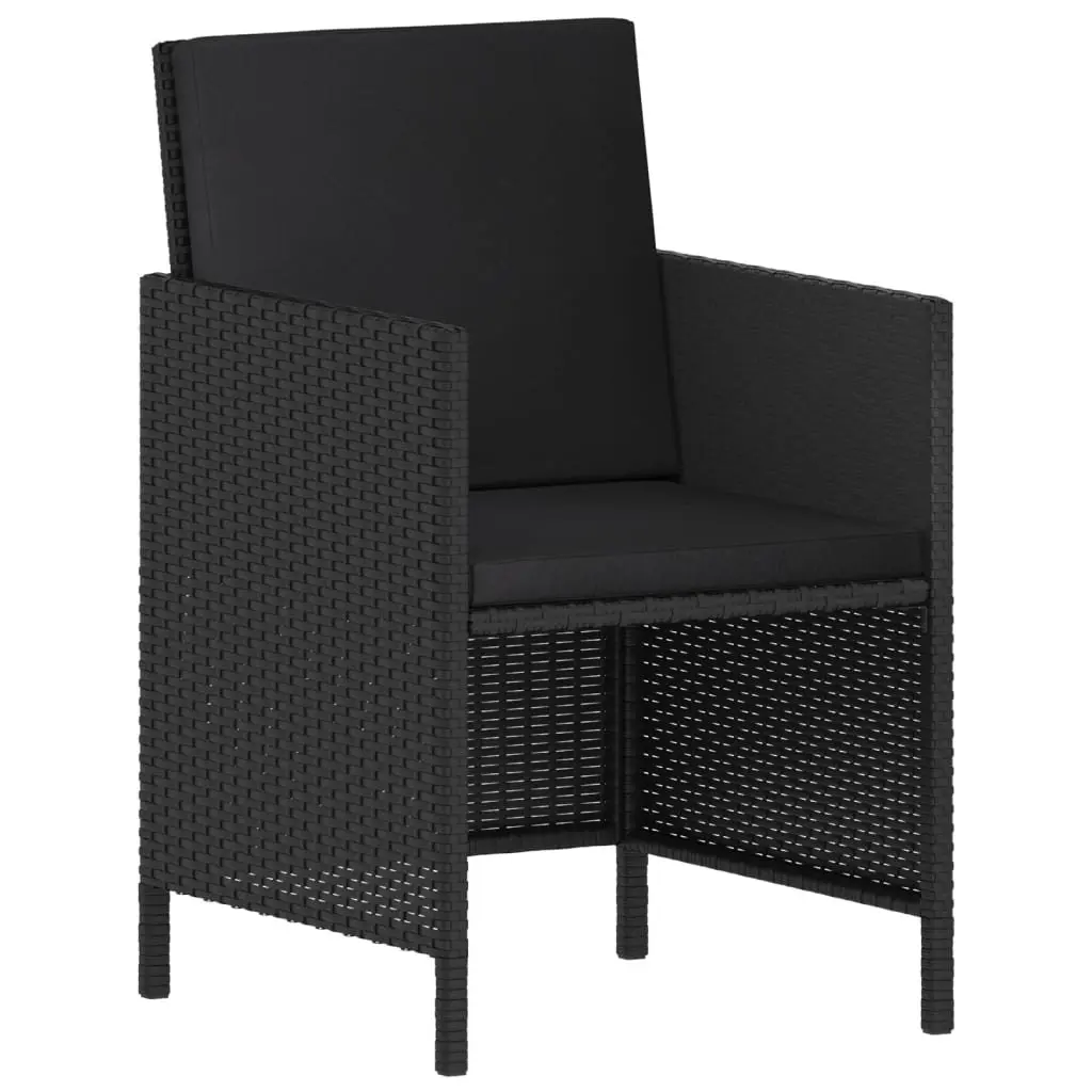 6-Piece Black Rattan Outdoor Dining Set