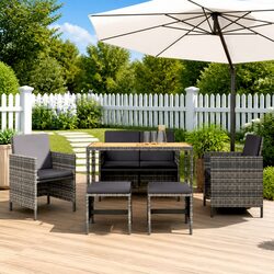 Premium Grey Rattan 6-Piece Garden Dining Set