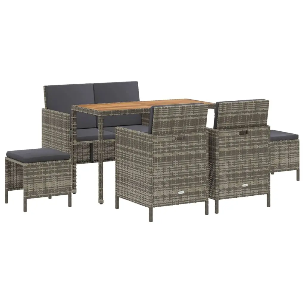 Grey Rattan 6-Piece Garden Dining Set