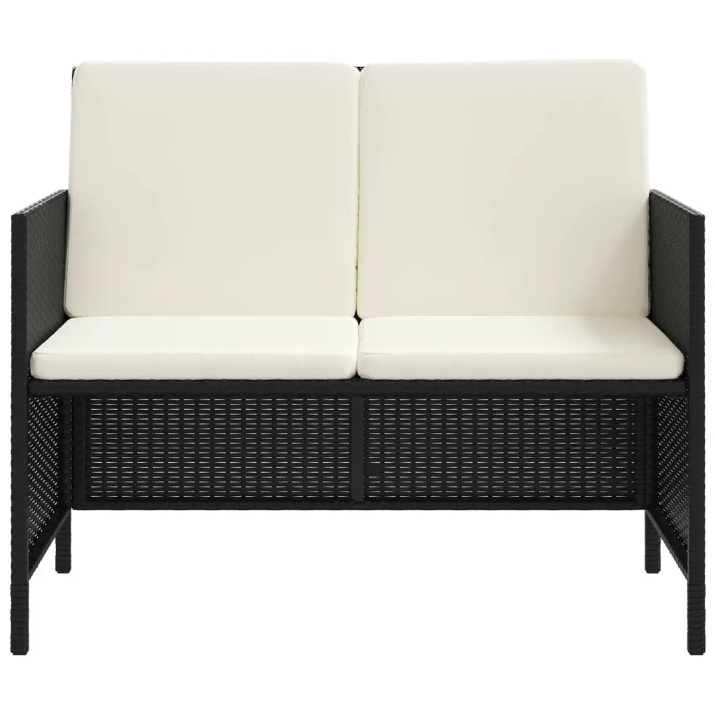 6 Piece Garden Dining Set with Cushions in Black Rattan