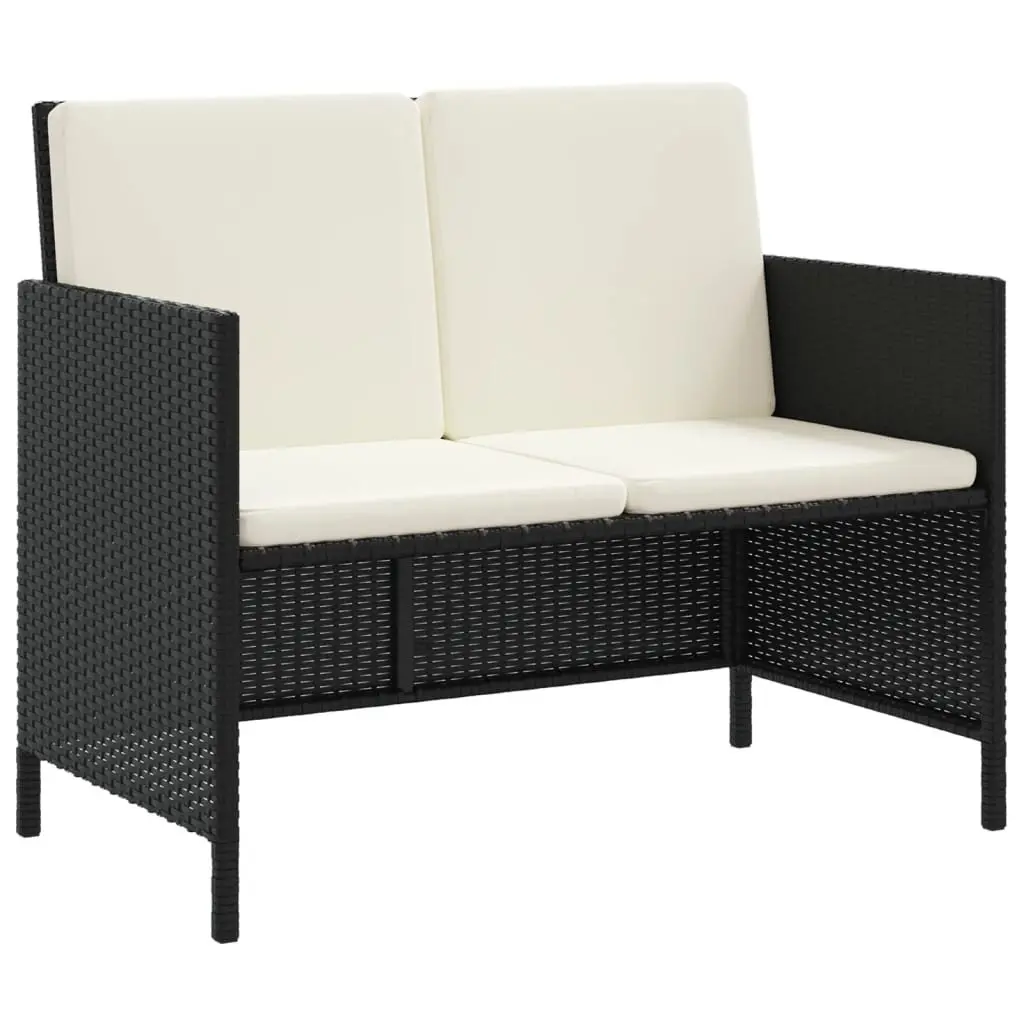 6 Piece Garden Dining Set with Cushions in Black Rattan