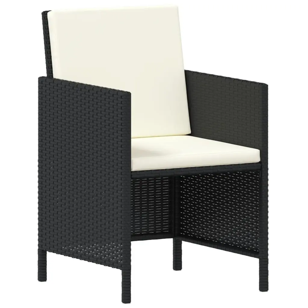 6 Piece Garden Dining Set with Cushions in Black Rattan