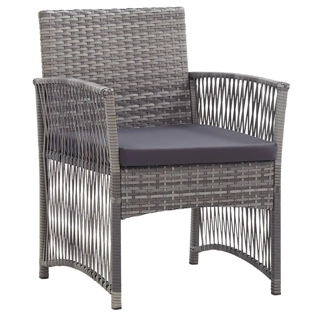 Outdoor Armchairs with Cushions 2 pcs Grey Garden Seating Poly Rattan Chairs