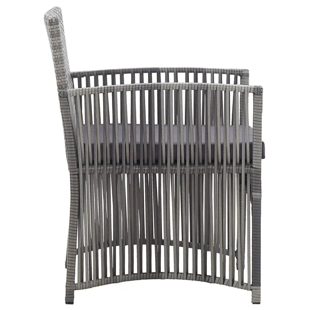 Outdoor Armchairs with Cushions 2 pcs Grey Garden Seating Poly Rattan Chairs