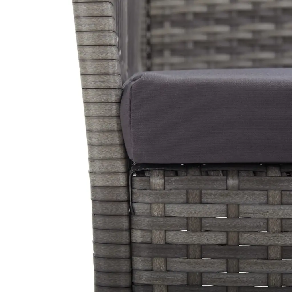Outdoor Armchairs with Cushions 2 pcs Grey Garden Seating Poly Rattan Chairs