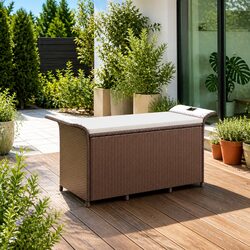Durable Outdoor Garden Bench with Storage and Cushion