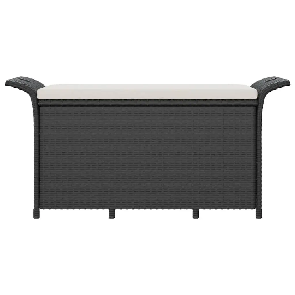 Black Poly Rattan Outdoor Garden Bench with Storage