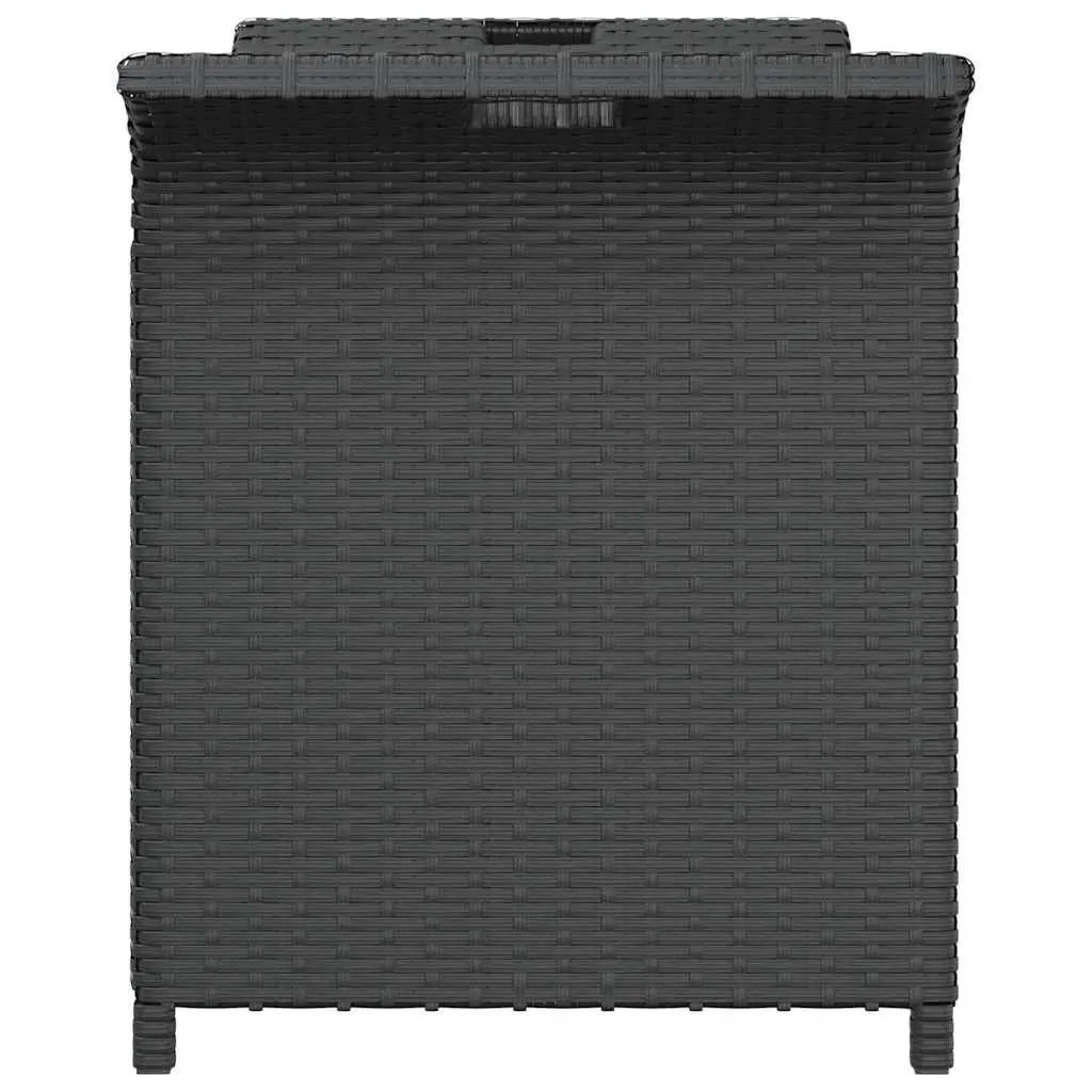Black Poly Rattan Outdoor Garden Bench with Storage