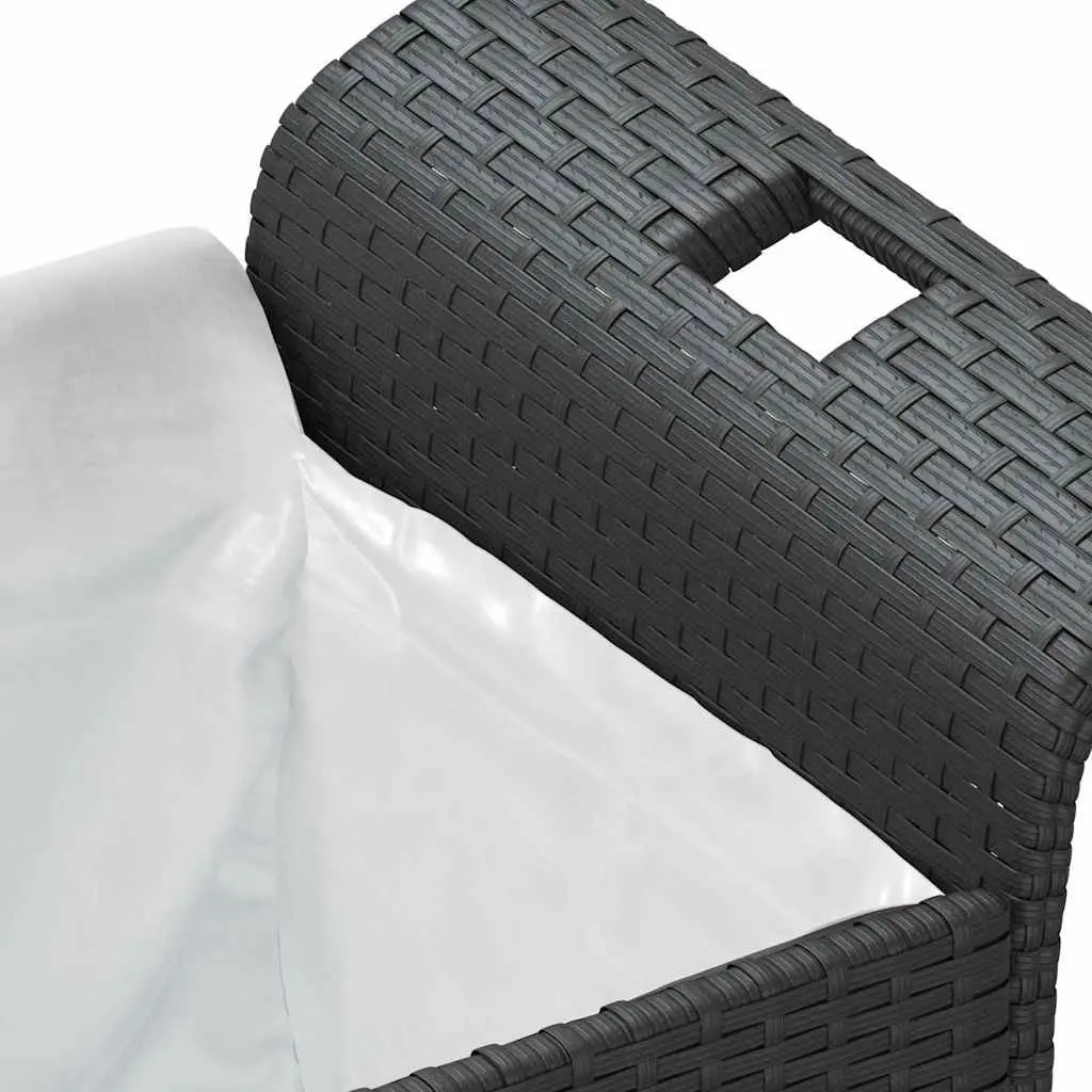 Black Poly Rattan Outdoor Garden Bench with Storage