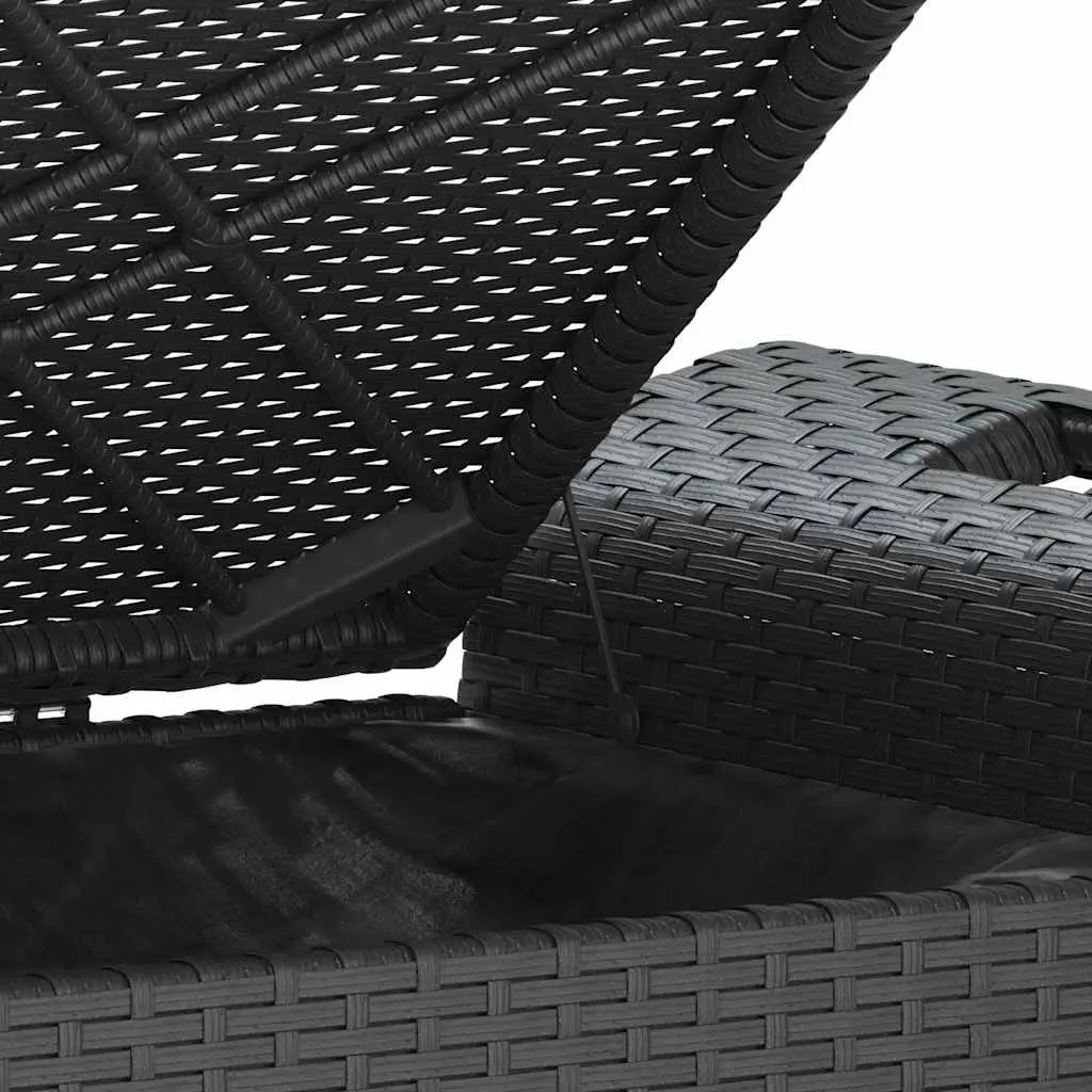 Black Poly Rattan Outdoor Garden Bench with Storage