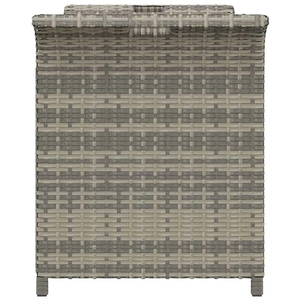 Outdoor Garden Bench with Storage Cushion Grey Poly Rattan Patio Seating