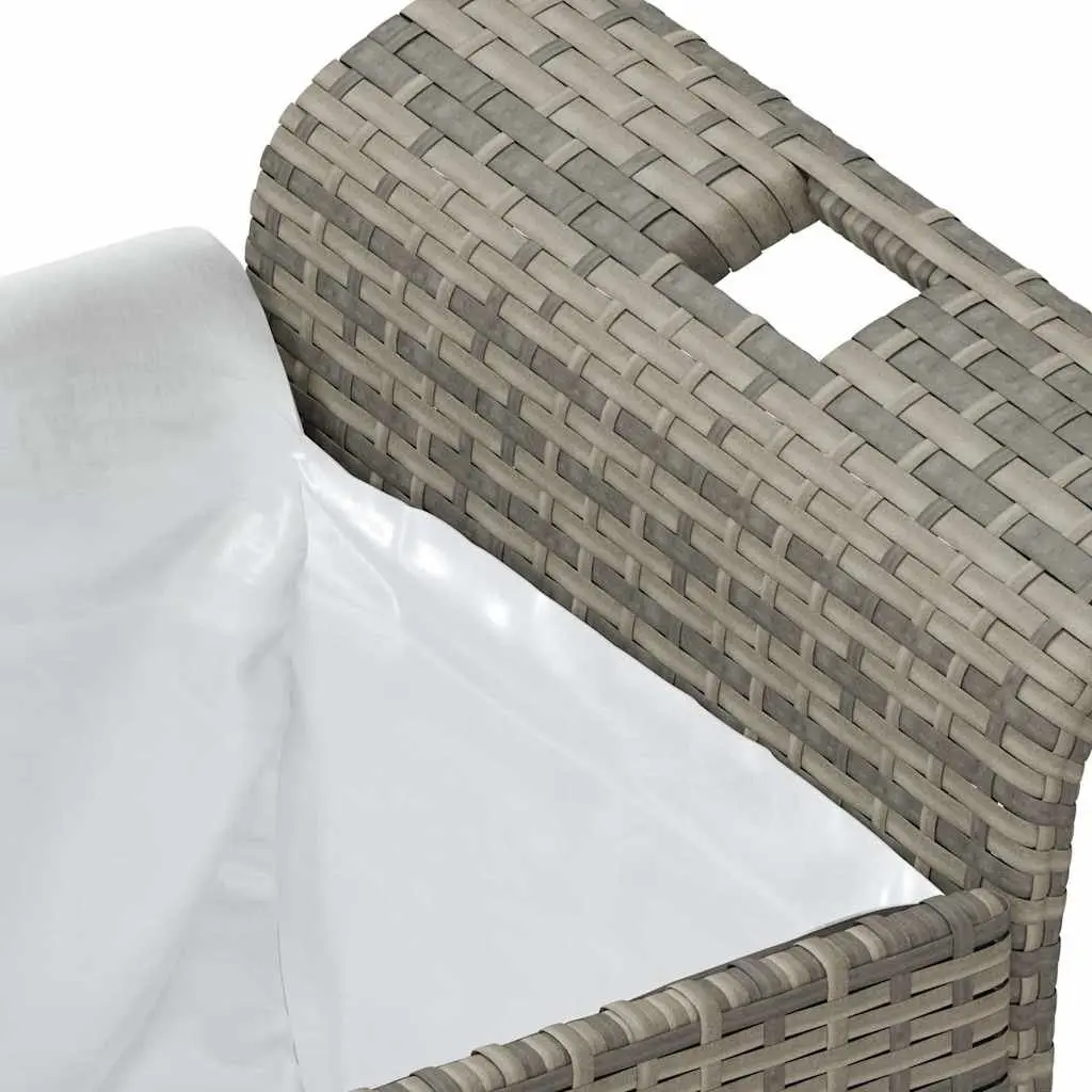 Outdoor Garden Bench with Storage Cushion Grey Poly Rattan Patio Seating