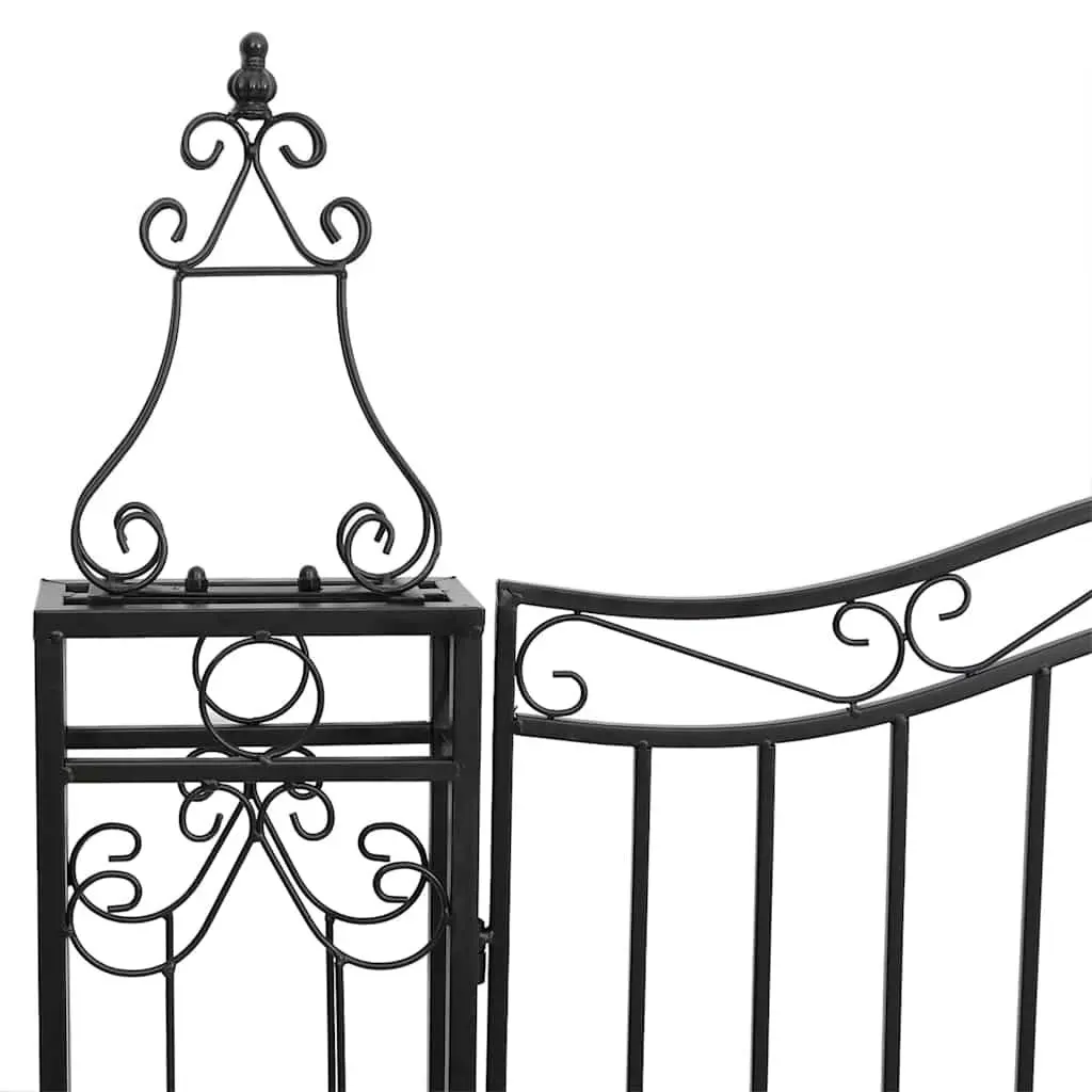 Black Wrought Iron Garden Gate Entryway Post 121x100cm