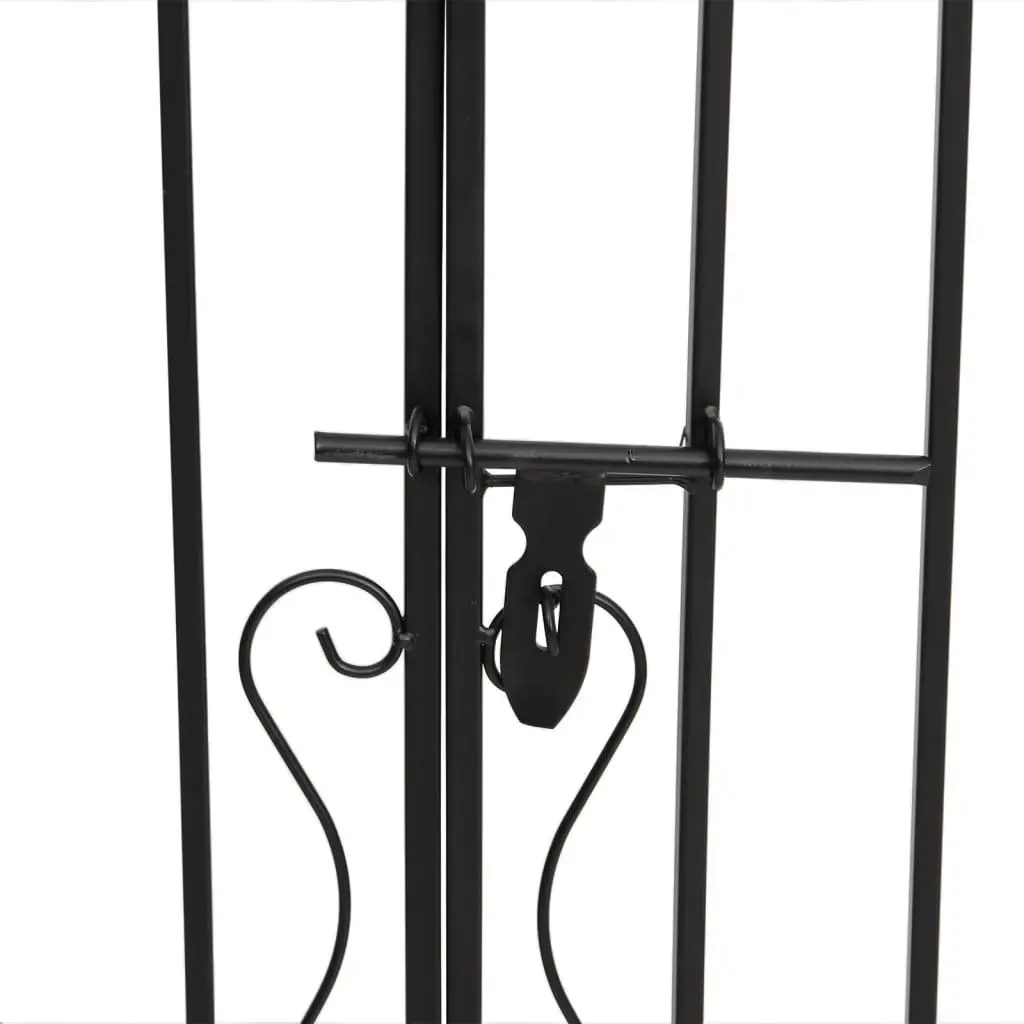 Black Wrought Iron Garden Gate for Outdoor Spaces